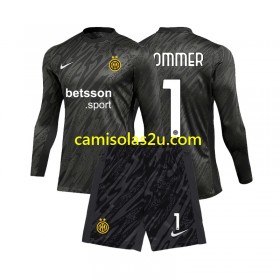 Camisolas de futebol Inter de Milão Yann Sommer 1 Guarda Redes Criança Equipamento 3ª 2024/25 Manga Comprida